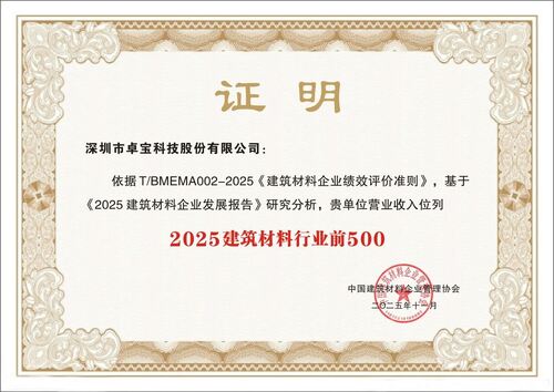 Latest company news aboutजोआओएन टेक ने दोहरी मान्यता प्राप्त कीः 2025 'टॉप 500 बिल्डिंग मटेरियल एंटरप्राइज' और 'फाइव-स्टार ग्रोथ एंटरप्राइज'!